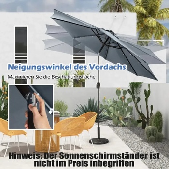 Záhradný slnečník NP11494HS, 300 cm, sivý - N