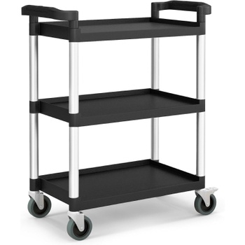 3poschodový pojazdný vozík s kolieskami HYT-66552, nosnosť 150 kg, čierny - N