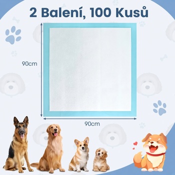 Výcvikové podložky pre psov PU10099BL, 90 x 90 cm, 100 ks, modré - N