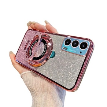 Puzdro pre Motorola Moto Edge 30 s držiakom a stojanom, trblietavé diamantové ochranné puzdro,