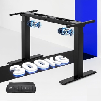 Výškovo nastaviteľný stôl E300B-EU, nosnosť 300 kg, bez dosky, čierny - N