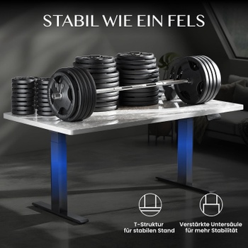 Výškovo nastaviteľný stôl E300B-EU, nosnosť 300 kg, bez dosky, čierny - N
