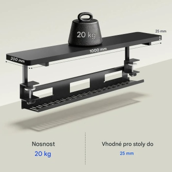 Stojan na monitor so svorkou DO01B, 100 x 20 cm, čierny - N