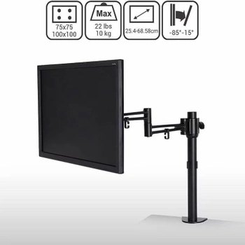Držiak na monitor M21EU, VESA 75x75/100x100, nosnosť 10 kg, čierny - N
