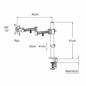 Držiak na monitor M21EU, VESA 75x75/100x100, nosnosť 10 kg, čierny - N