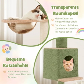 Škrabadlo pre mačky PV10208GN, 5 poschodí, výška 218-253 cm, zelená - N