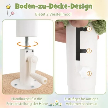 Škrabadlo pre mačky PV10208GN, 5 poschodí, výška 218-253 cm, zelená - N