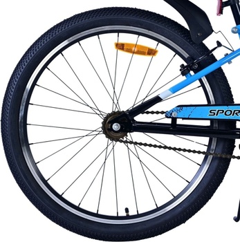 Detský bicykel Sportivo, 24 palcov, 2 ručné brzdy, 8-10 rokov, čierno / modrá - N
