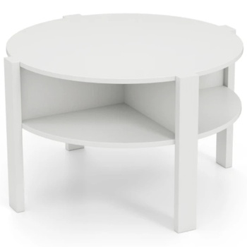 Konferenčný stolík JV12601WH, 2poschodový, 74 x 74 x 45 cm, biely - N