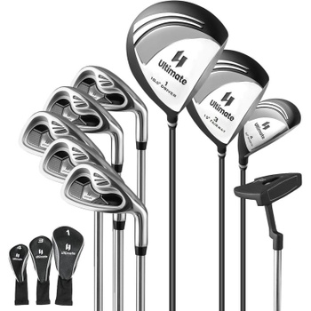 Súprava golfových palíc SP38025GR, 9 ks, pre pravákov, čierno/strieborná - N