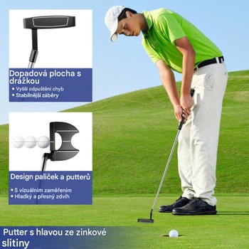 Súprava golfových palíc SP38025GR, 9 ks, pre pravákov, čierno/strieborná - N