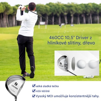Súprava golfových palíc SP38025GR, 9 ks, pre pravákov, čierno/strieborná - N