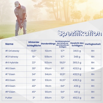 Súprava golfových palíc SP38025GR, 9 ks, pre pravákov, čierno/strieborná - N