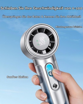 Ručný ventilátor CHEERAIR modrý s LED displejom