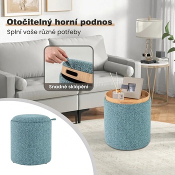 Súprava 2 okrúhlych podnožiek s úložným priestorom JV11690, 41 l a 25 l, modrá - N