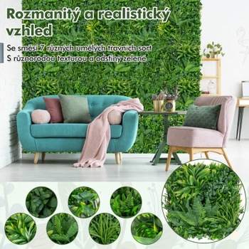 Umelý živý plot HZ10250, 4 panely, 50 x 50 cm, zelený - N