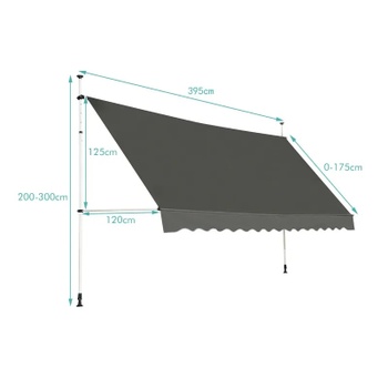 Teleskopická markíza OP70315GR, 395 cm, sivá - N