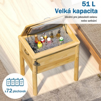 Drevený chladiaci box YA23678YLFR, 51 l, 67 x 47 x 74 cm, prírodný - N