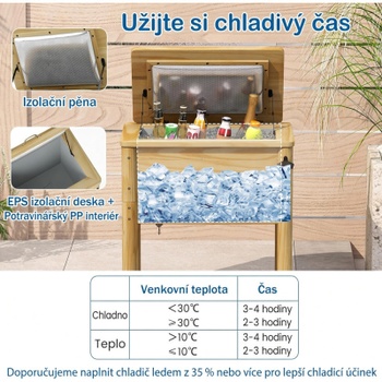 Drevený chladiaci box YA23678YLFR, 51 l, 67 x 47 x 74 cm, prírodný - N