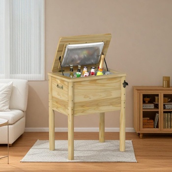 Drevený chladiaci box YA23678YLFR, 51 l, 67 x 47 x 74 cm, prírodný - N