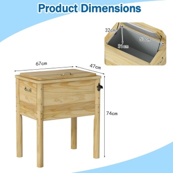Drevený chladiaci box YA23678YLFR, 51 l, 67 x 47 x 74 cm, prírodný - N