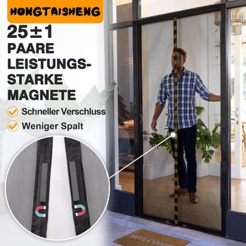 Magnetická sieť proti hmyzu HONGTAISHENG na dvere, čierna, 80x200 cm, polyesterová čierna 80x200 cm