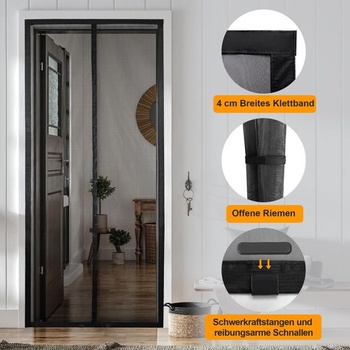 Magnetická sieť proti hmyzu HONGTAISHENG na dvere, čierna, 80x200 cm, polyesterová čierna 80x200 cm