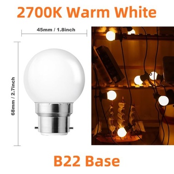 LED žiarovka B22, žiarovky B22 LED 1W, G45 teplá biela 2700K, 1W nahrádza 5 wattov, dekoratívne