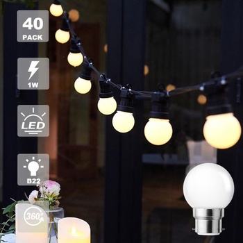 LED žiarovka B22, žiarovky B22 LED 1W, G45 teplá biela 2700K, 1W nahrádza 5 wattov, dekoratívne