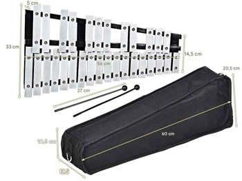 Xylofón MU10043 s taškou na paličky, čierno / strieborný - A