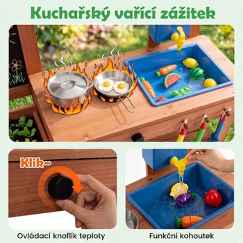 Detská vonkajšia kuchynka s tabuľou TP10537NA, 94 x 37 x 96 cm, prírodná - N