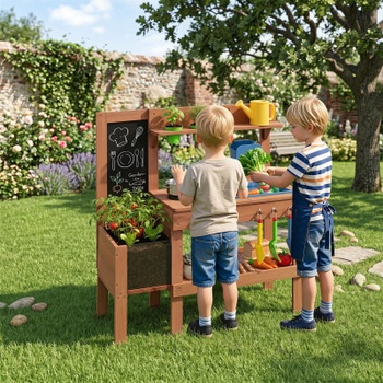 Detská vonkajšia kuchynka s tabuľou TP10537NA, 94 x 37 x 96 cm, prírodná - N