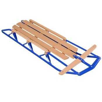 Kovové sánky s dreveným sedákom OP70065BL, 137 x 58 x 16 cm, nosnosť 150 kg, modré - N
