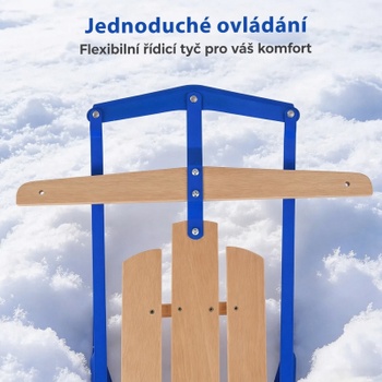 Kovové sánky s dreveným sedákom OP70065BL, 137 x 58 x 16 cm, nosnosť 150 kg, modré - N