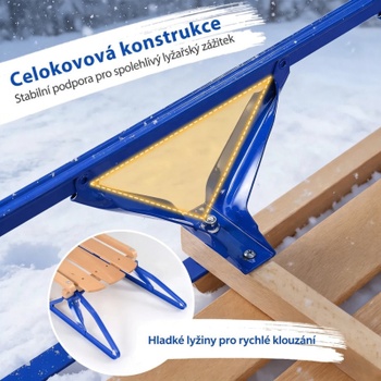 Kovové sánky s dreveným sedákom OP70065BL, 137 x 58 x 16 cm, nosnosť 150 kg, modré - N