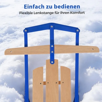 Kovové sánky s dreveným sedákom OP70065BL, 137 x 58 x 16 cm, nosnosť 150 kg, modré - N