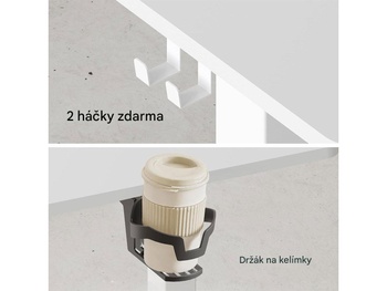 Nastaviteľný elektrický stôl QE1W-1460-EUV1, 140 x 60 cm, biely - N