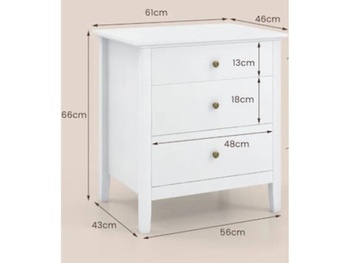 Nočný stolík HU11076WH, 56 x 45 x 66 cm, biely - B
