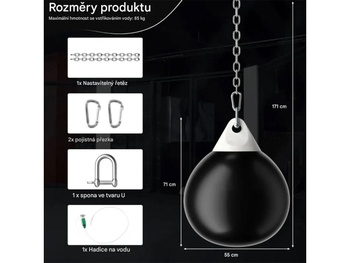 Závesná boxovacia hruška SP38107DK, čierna - A