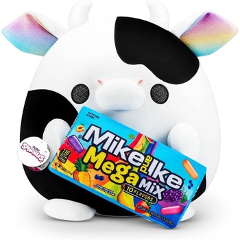 Plyšová hračka krava Daisy, 28 cm, séria 1, so snackom Mike and Ike, biela/čierna - N