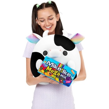 Plyšová hračka krava Daisy, 28 cm, séria 1, so snackom Mike and Ike, biela/čierna - N