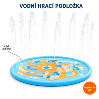 Vodná hracia podložka so sprchou Chobotnice, 160 cm, viacfarebná - N
