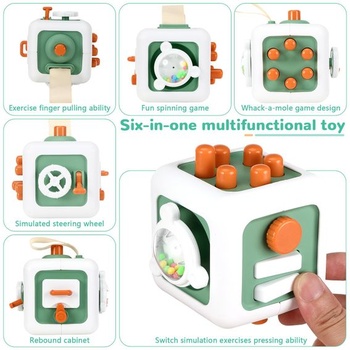 Senzorická hračka Pavlleen Activity Cube pro děti od 6 měsíců, zaoblené hrany
