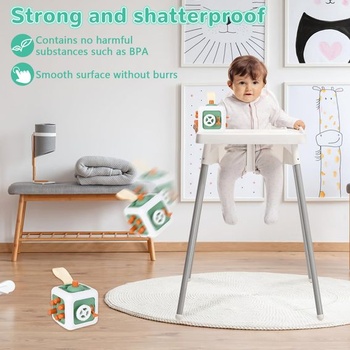 Senzorická hračka Pavlleen Activity Cube pro děti od 6 měsíců, zaoblené hrany