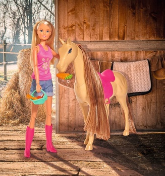 Jazdecká bábika Steffi Lovely Horse s koňom, 29 cm, viacfarebná - N