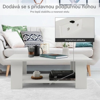Konferenčný stolík JV11735WH, 90 x 52 x 32 cm, biely - A