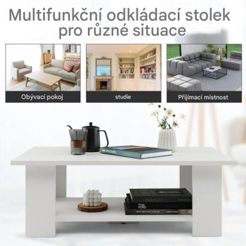 Konferenčný stolík JV11735WH, 90 x 52 x 32 cm, biely - A