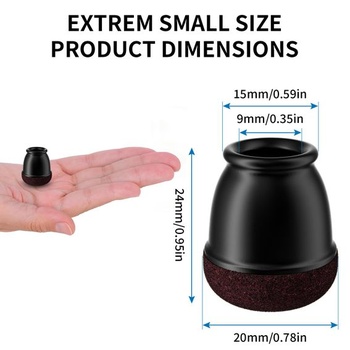 Ezprotekt Ø10-15mm čierne silikónové krytky nôh stoličiek – 16 kusov krytiek na okrúhle stoličky – Chrániče