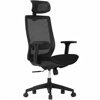Ergonomická kancelárska stolička BS4B, zo sieťoviny s bedrovou opierkou, čierna - A