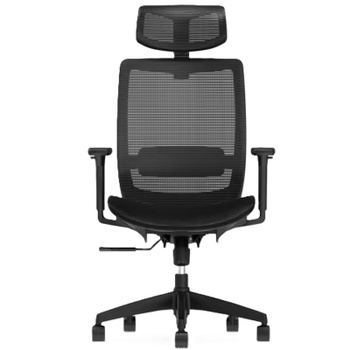 Ergonomická kancelárska stolička BS4B, zo sieťoviny s bedrovou opierkou, čierna - A